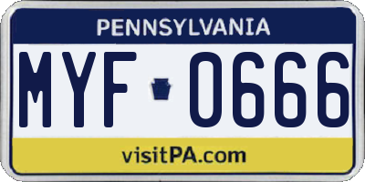PA license plate MYF0666