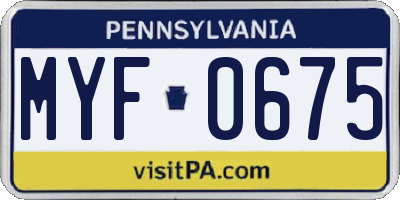 PA license plate MYF0675