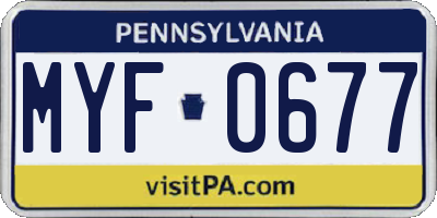 PA license plate MYF0677