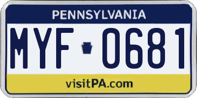 PA license plate MYF0681