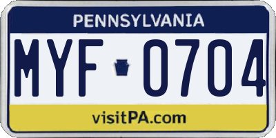 PA license plate MYF0704
