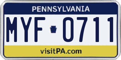 PA license plate MYF0711