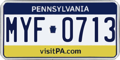 PA license plate MYF0713