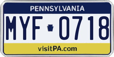 PA license plate MYF0718