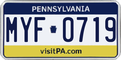 PA license plate MYF0719
