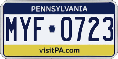 PA license plate MYF0723