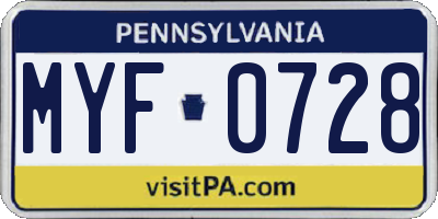 PA license plate MYF0728