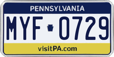 PA license plate MYF0729