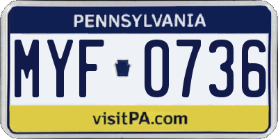 PA license plate MYF0736