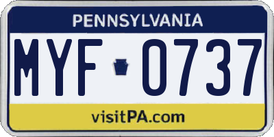 PA license plate MYF0737