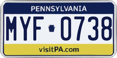 PA license plate MYF0738