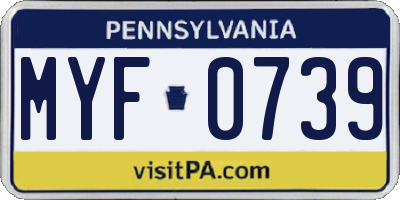 PA license plate MYF0739