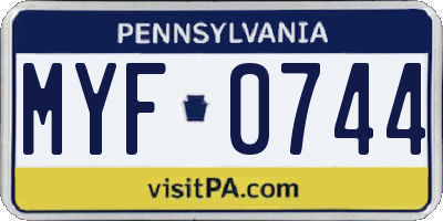 PA license plate MYF0744