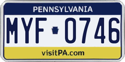 PA license plate MYF0746