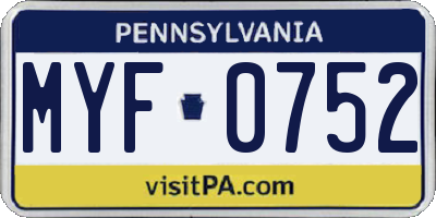PA license plate MYF0752