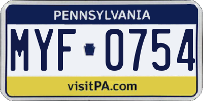 PA license plate MYF0754