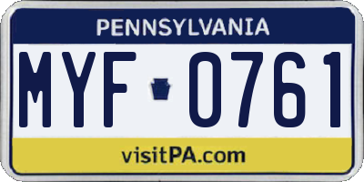 PA license plate MYF0761