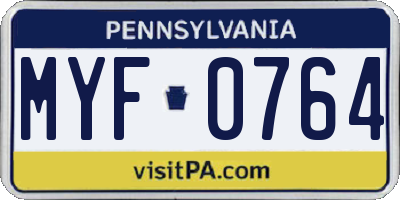 PA license plate MYF0764