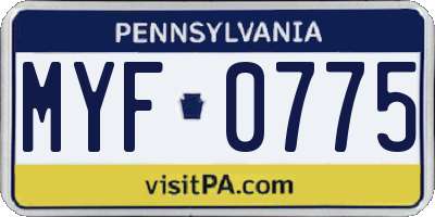 PA license plate MYF0775