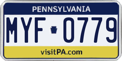 PA license plate MYF0779