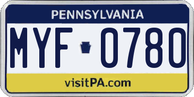 PA license plate MYF0780