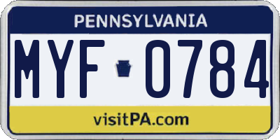 PA license plate MYF0784
