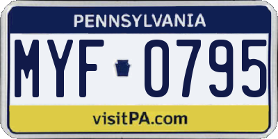 PA license plate MYF0795