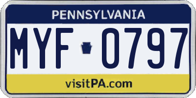 PA license plate MYF0797