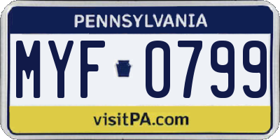 PA license plate MYF0799