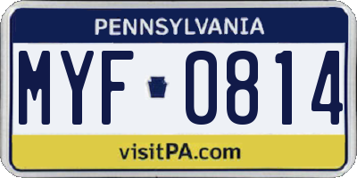 PA license plate MYF0814