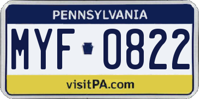 PA license plate MYF0822
