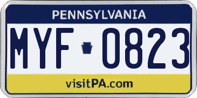 PA license plate MYF0823