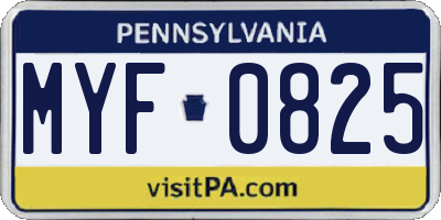 PA license plate MYF0825
