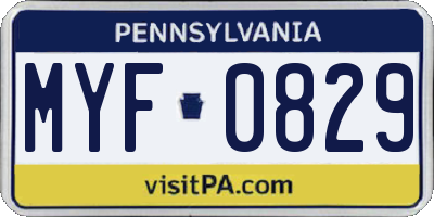 PA license plate MYF0829