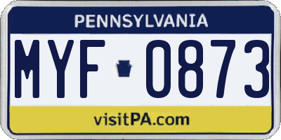 PA license plate MYF0873