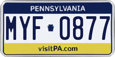 PA license plate MYF0877