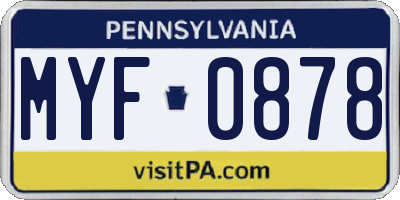 PA license plate MYF0878