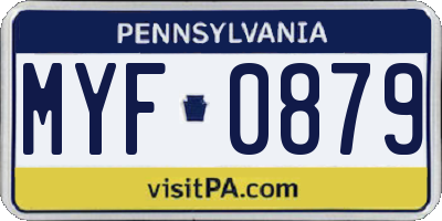 PA license plate MYF0879