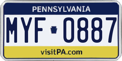 PA license plate MYF0887