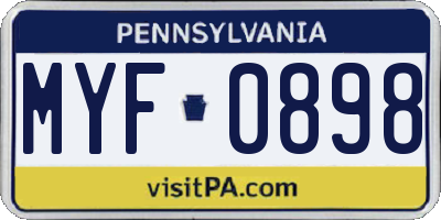 PA license plate MYF0898