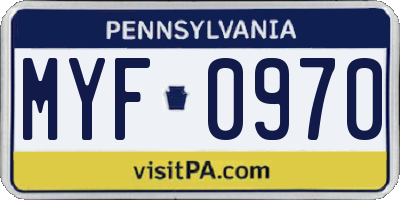 PA license plate MYF0970