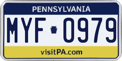 PA license plate MYF0979
