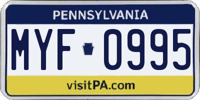 PA license plate MYF0995