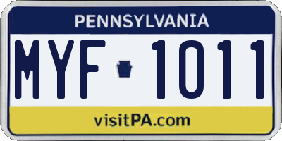 PA license plate MYF1011