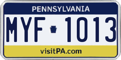 PA license plate MYF1013