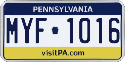 PA license plate MYF1016