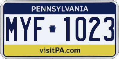PA license plate MYF1023