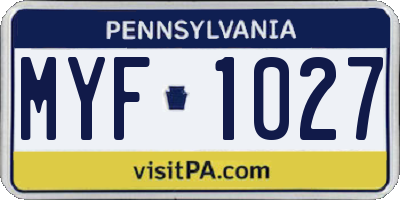 PA license plate MYF1027