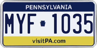 PA license plate MYF1035