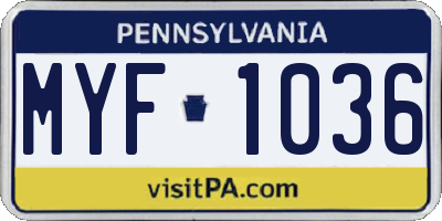 PA license plate MYF1036